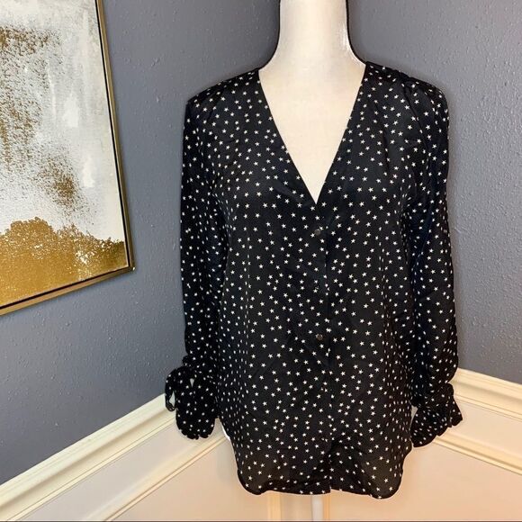 Madewell Silk Star Scatter Tie Sleeve blouse - Picture 7 of 13